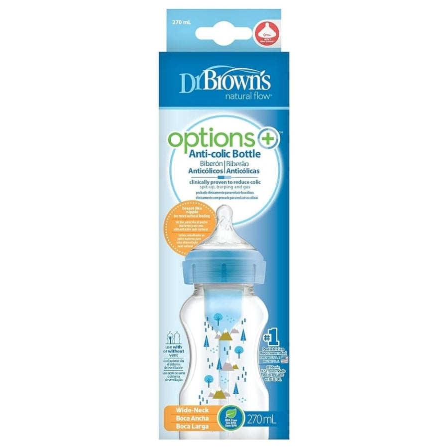 Dr. Browns Wide-Neck Options+ Blue Baby Bottle 270ml