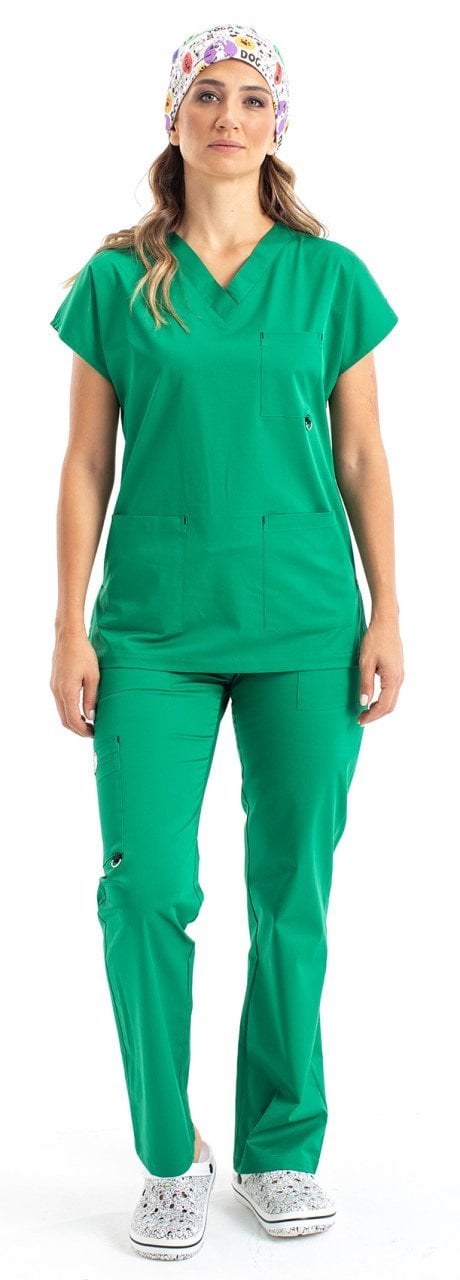 Labor Dr. Elastik Women's Lycra Surgical Scrubs Set Grass Green