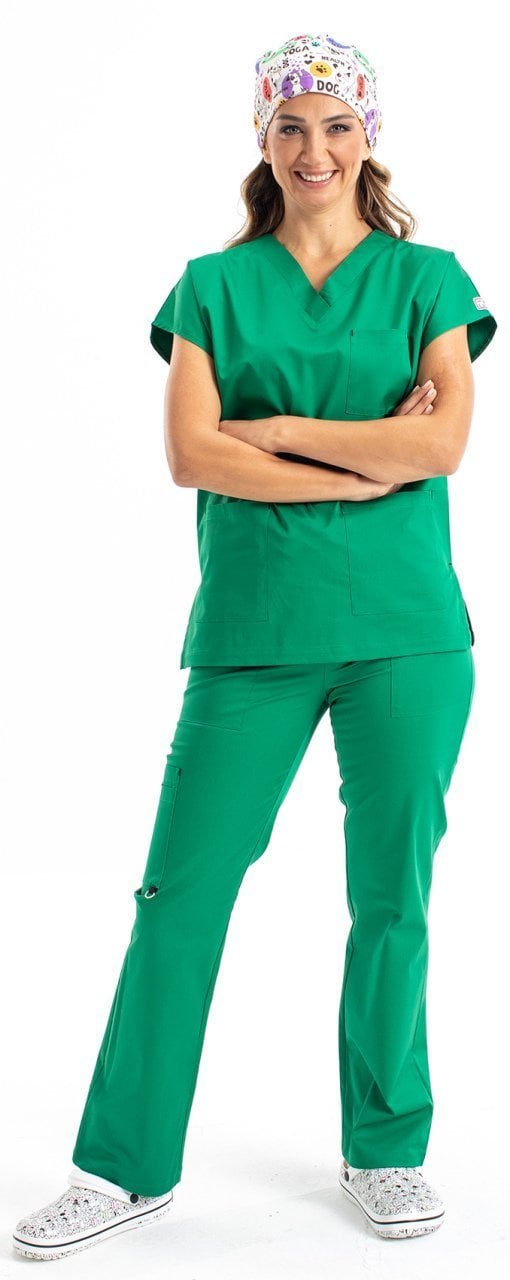 Labor Dr. Elastik Women's Lycra Surgical Scrubs Set Grass Green