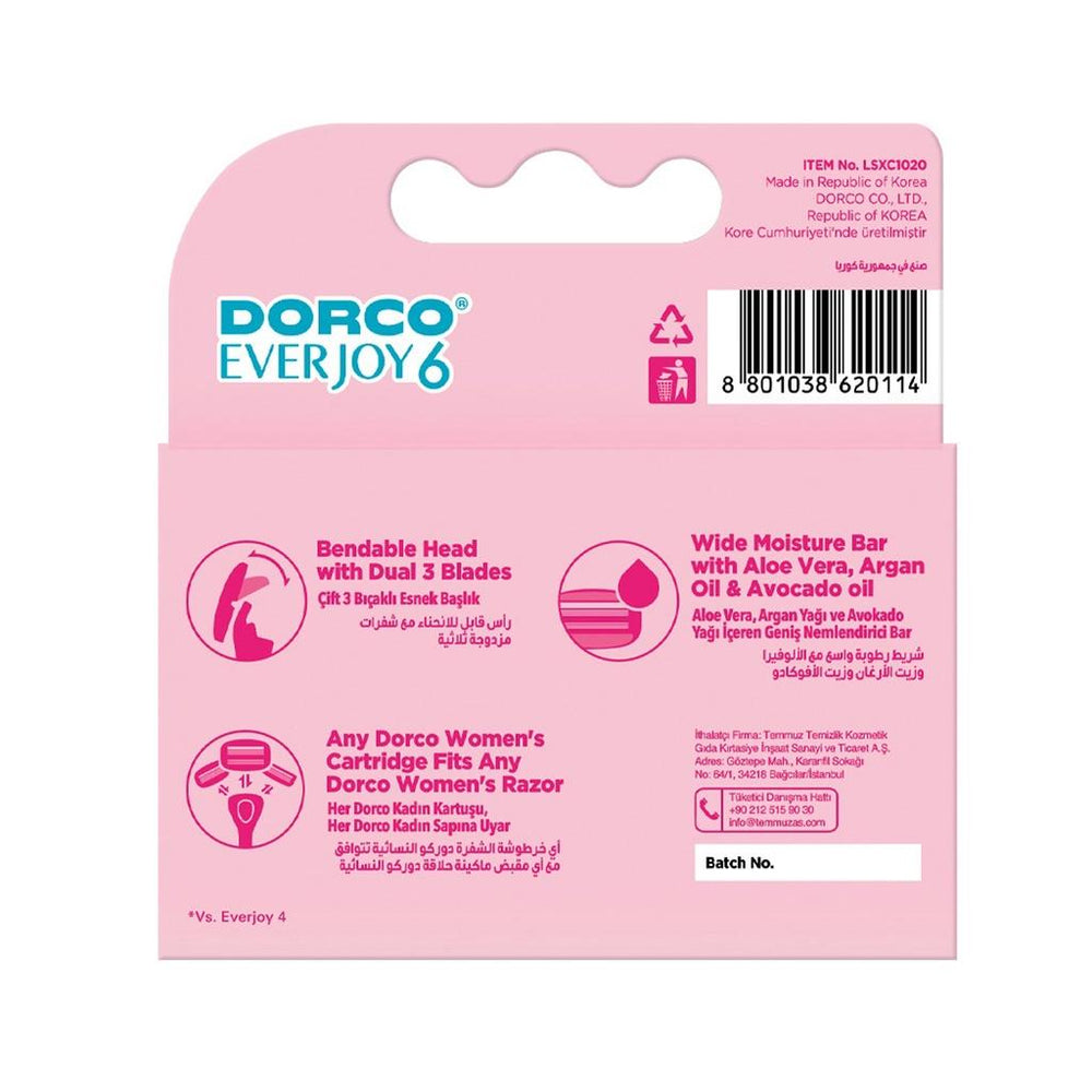 Dorco Everjoy6 Replacement Razor Blades for Smooth Shave 2 Count