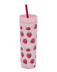 Ideenwelt Strawberry Straw Water Bottle for Easy Sipping 450 ml