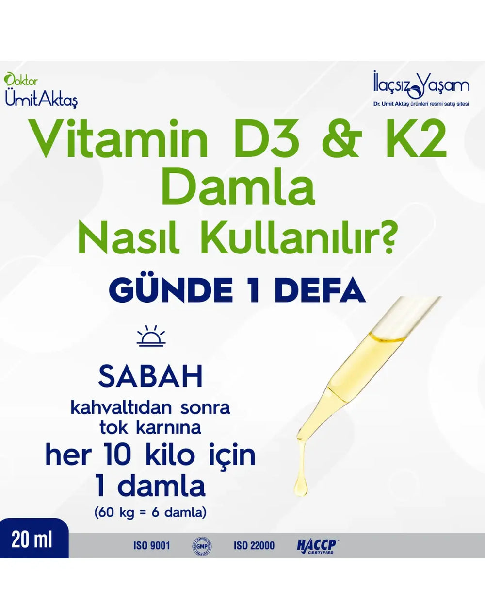 Dr. Umit Aktas Vitamin D3 & K2 Drops 20ml