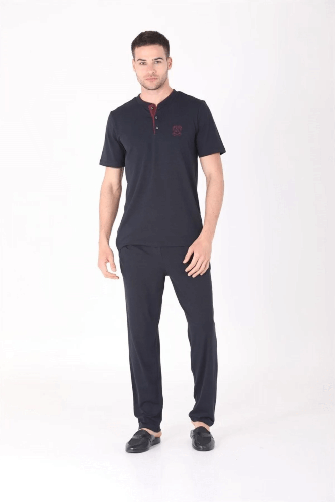 Ds Damat 224016 4-Piece Combed Cotton Pajama Set Navy
