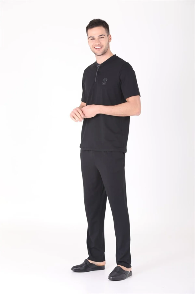 Ds Damat 4-Piece Combed Cotton Pajama Set in Black