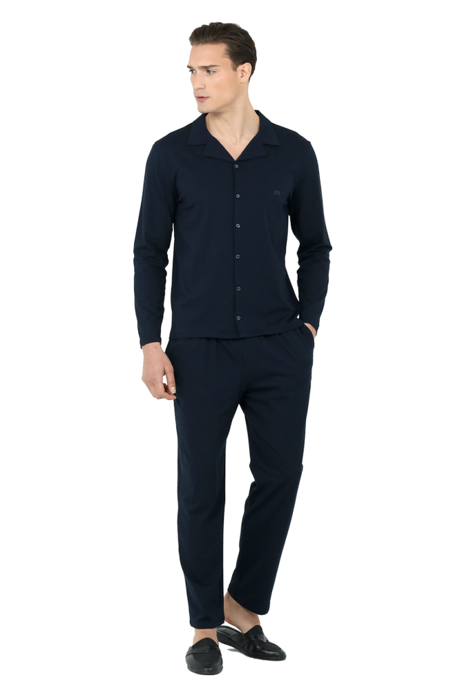 DS Damat 23005 Men's Pajama Set Soft Navy Loungewear