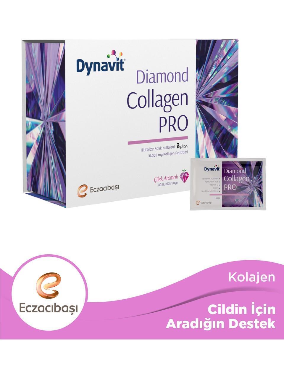 Dynavit Diamond Collagen Pro 30 Sachets - Premium Collagen Supplement with Hyaluronic Acid & Vitamin - Vitamin & Supplement