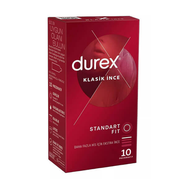 Durex Classic Thin Condoms for Natural Feel 10-Pack