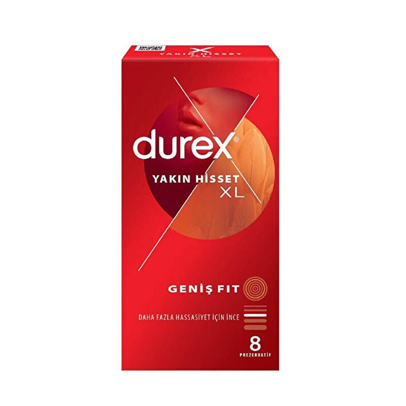 Durex Feel Close XL Wide Fit Condoms for Comfort 8 Count