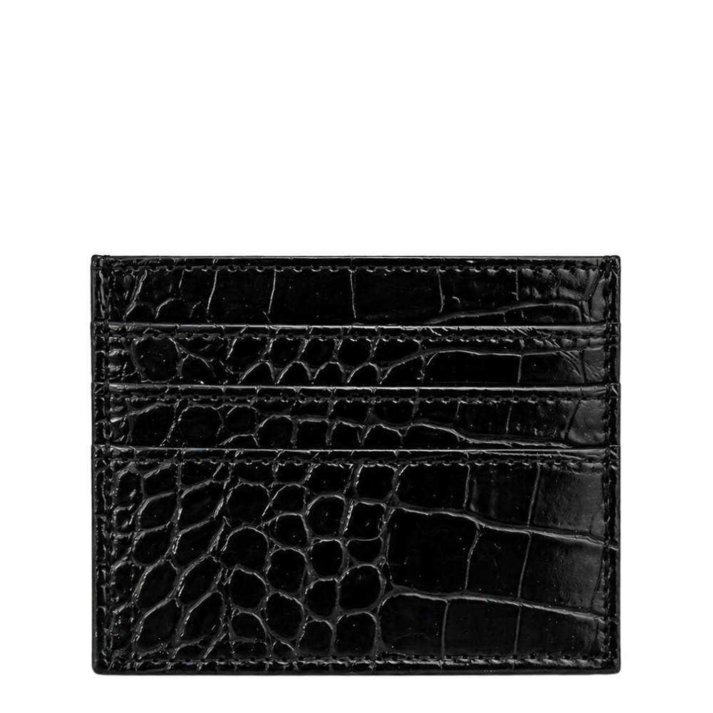 Duru Vega Black Croco Cardholder Slim Minimalist Wallet