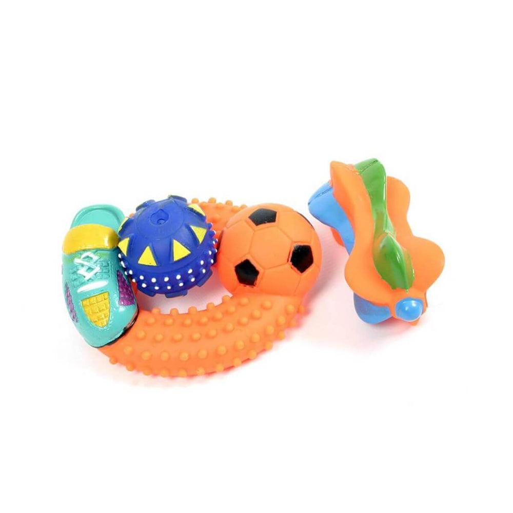 Duvo+ Vinyl Puppy Chew Toy - Squeaky Dumbbell & Ring Set for Puppies