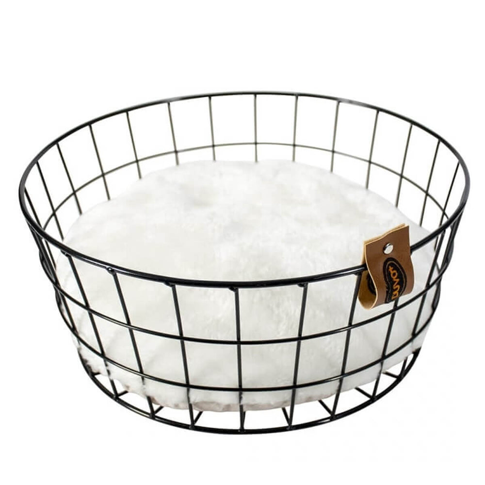 Duvo+ Caviar Metal Round Cat Basket with Faux Fur Cushion 35cm
