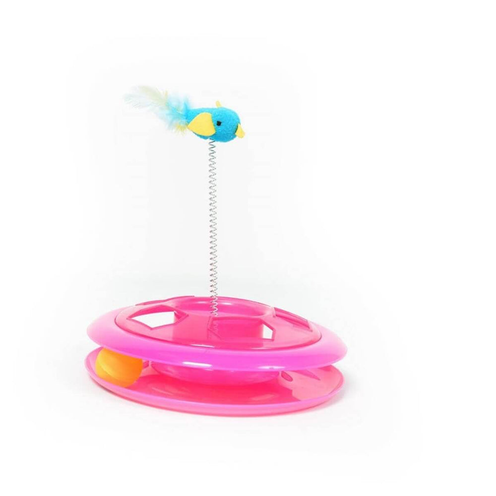 Duvo+ Happy Hoop Spring Feather Cat Toy with Catnip Pink