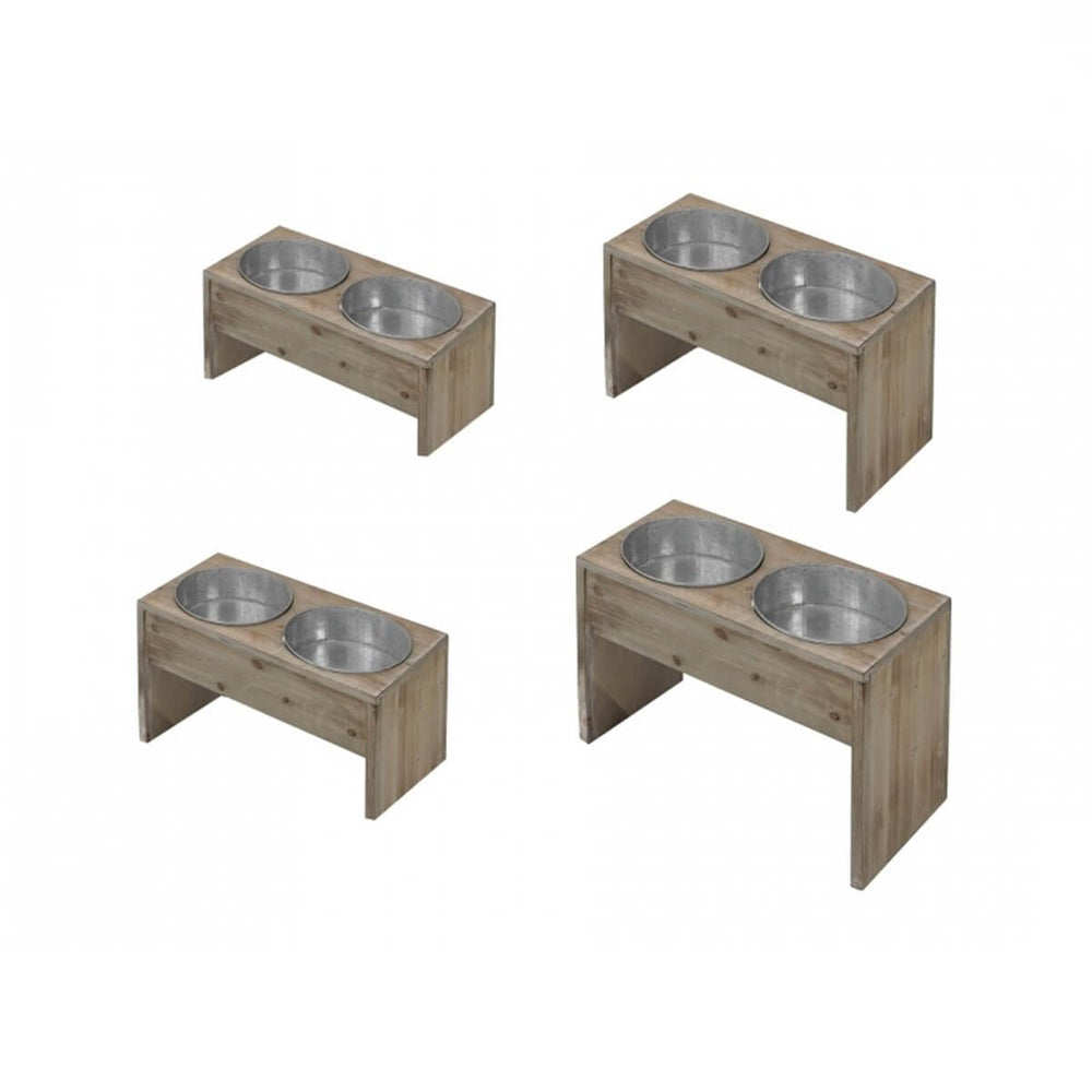 Duvo+ Home Collection Wooden Stand Steel Pet Bowl Medium