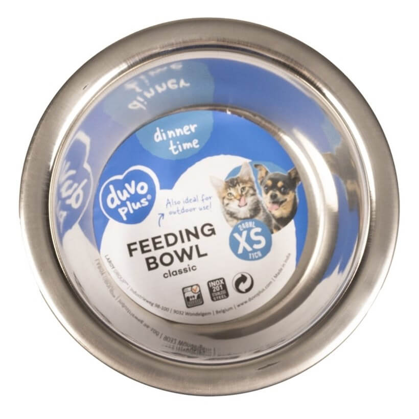 Duvo+ Deep Stainless Steel Pet Bowl for Cats and Small Dogs 11 cm
