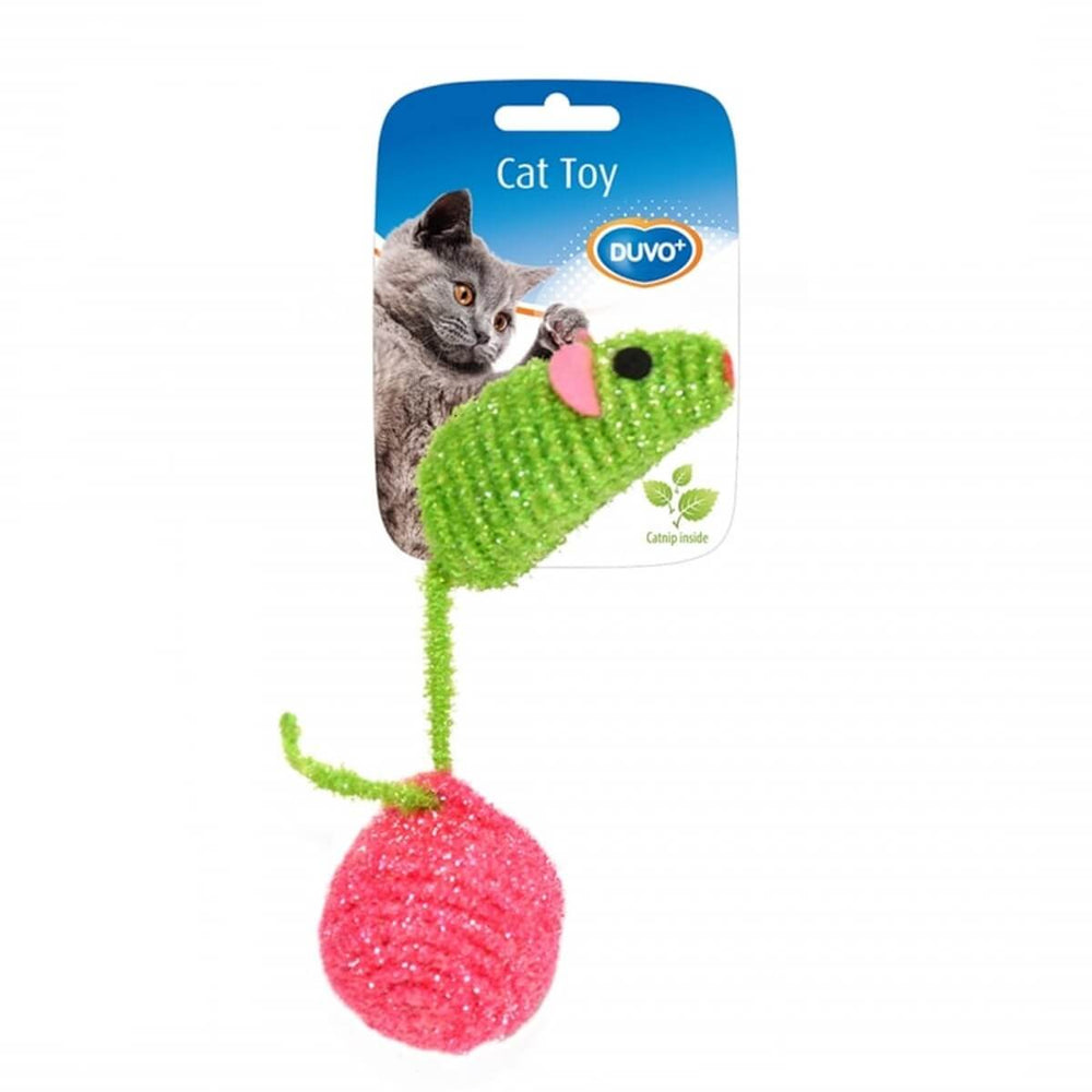 Duvo+ Mouse and Ball Nylon Cat Toy with Catnip 10x4x4cm