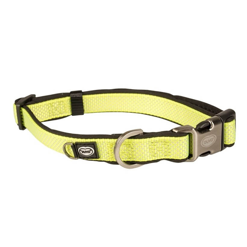 Duvo+ Neon Dog Collar Yellow 40-65 cm / 25 mm - Adjustable Weatherproof Nylon