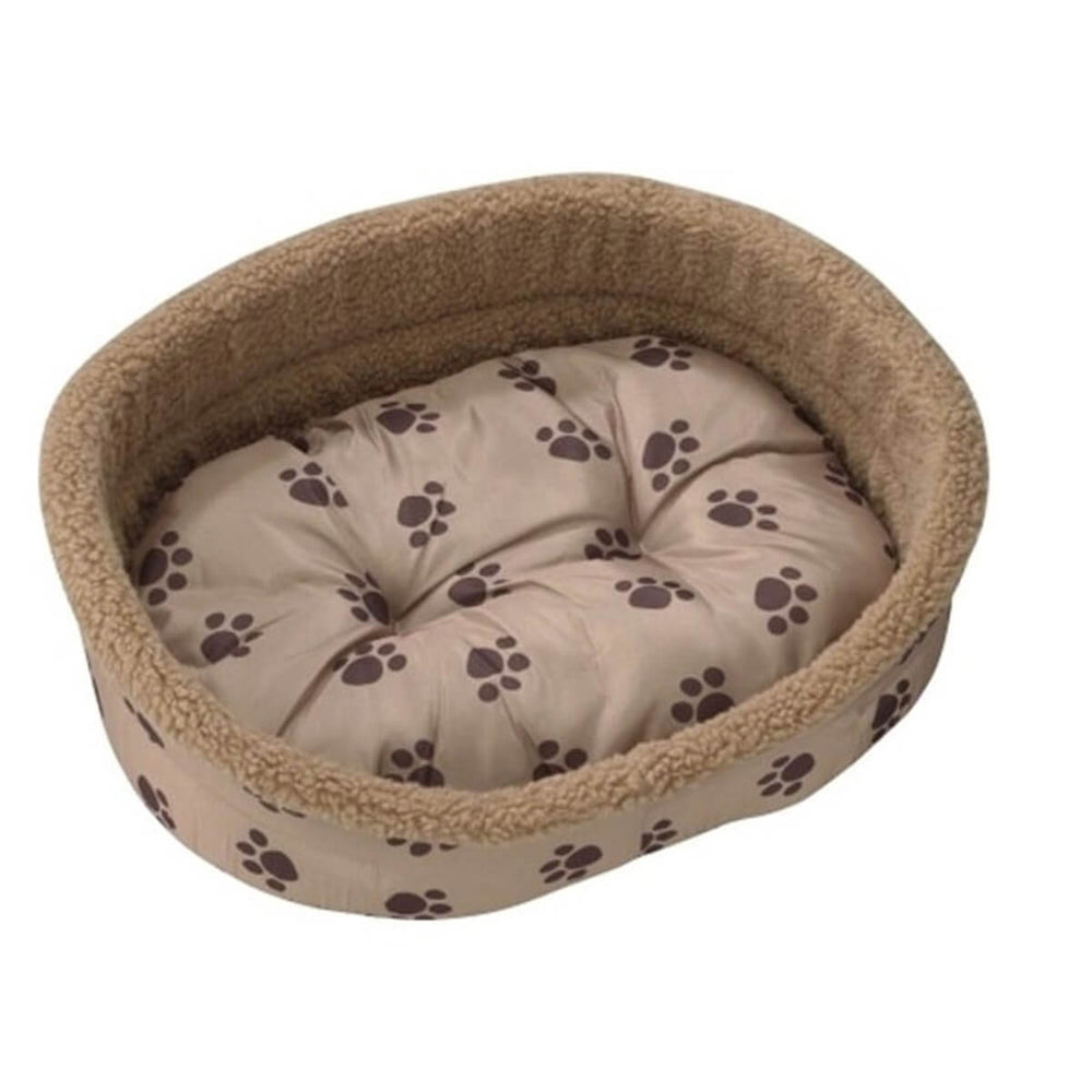 Duvo+ Oval Plush Pet Bed for Cats & Small Dogs Brown 43cm