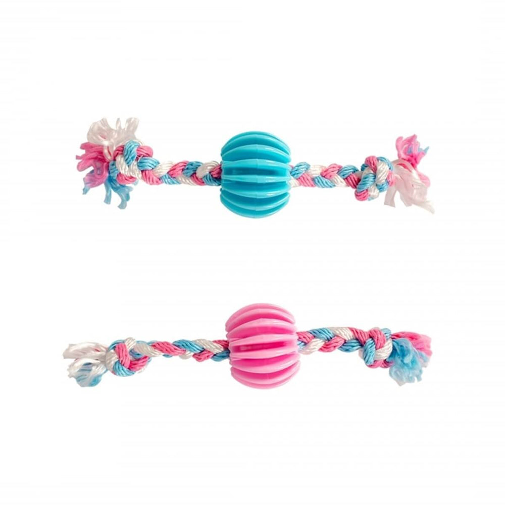 Duvo+ Puppy TPR Interactive Rubber Ball & Rope Toy 20 cm