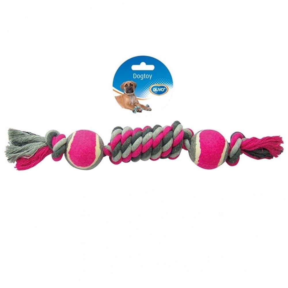 Duvo+ Knotted Rope Dog Toy with 2 Tennis Balls 38 cm