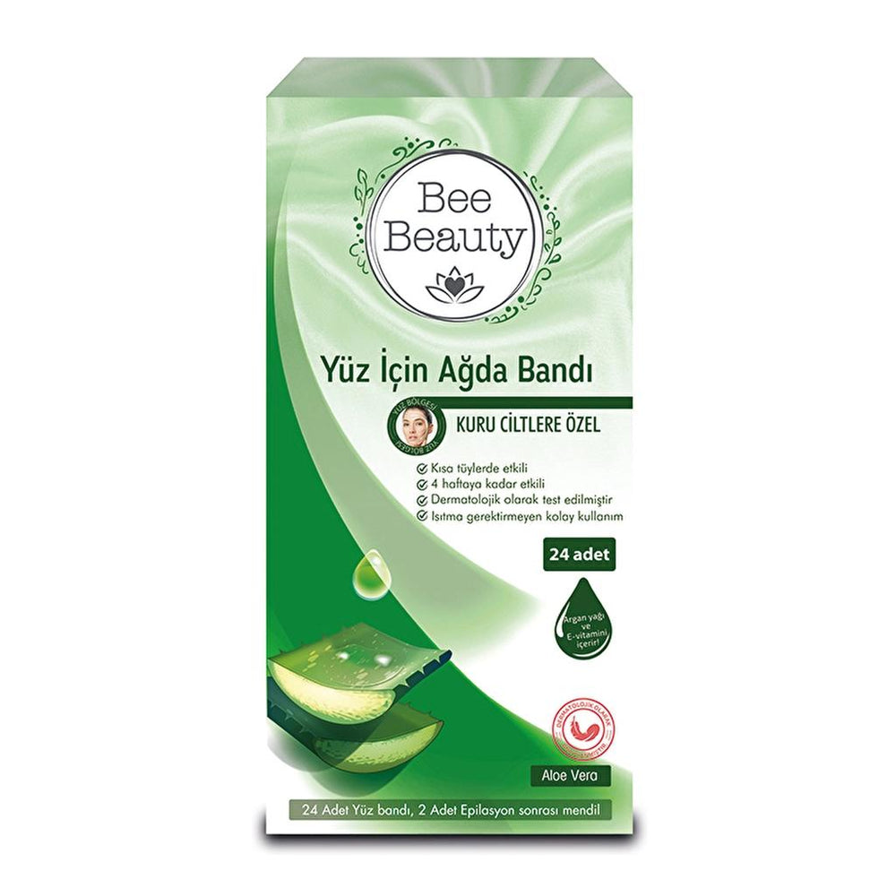 Bee Beauty Aloe Vera Facial Wax Strips for Sensitive Skin 24 Count
