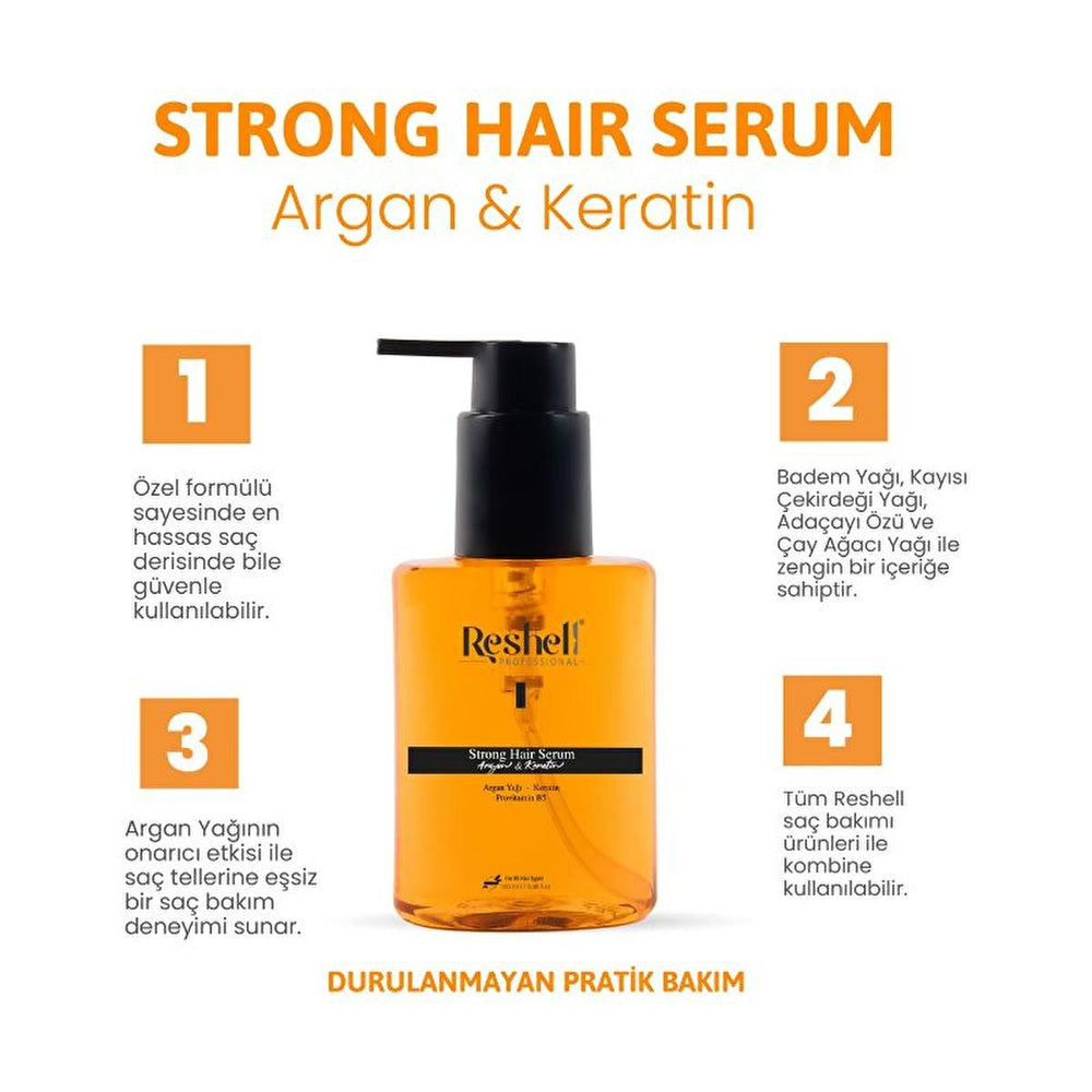 Reshell Argan Oil and Keratin Hair Care Serum for Damaged Hair - Nourishing, Strengthening, Daily Use - 3.38 fl - Hair Mask