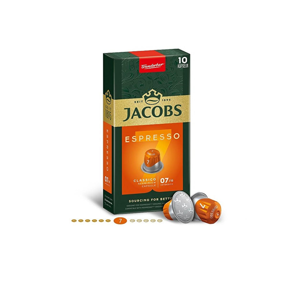Jacobs Nespresso Compatible Coffee Capsules - Espresso 7, Rich & Balanced Flavor, Aluminum Capsules - Vitamin & Supplement
