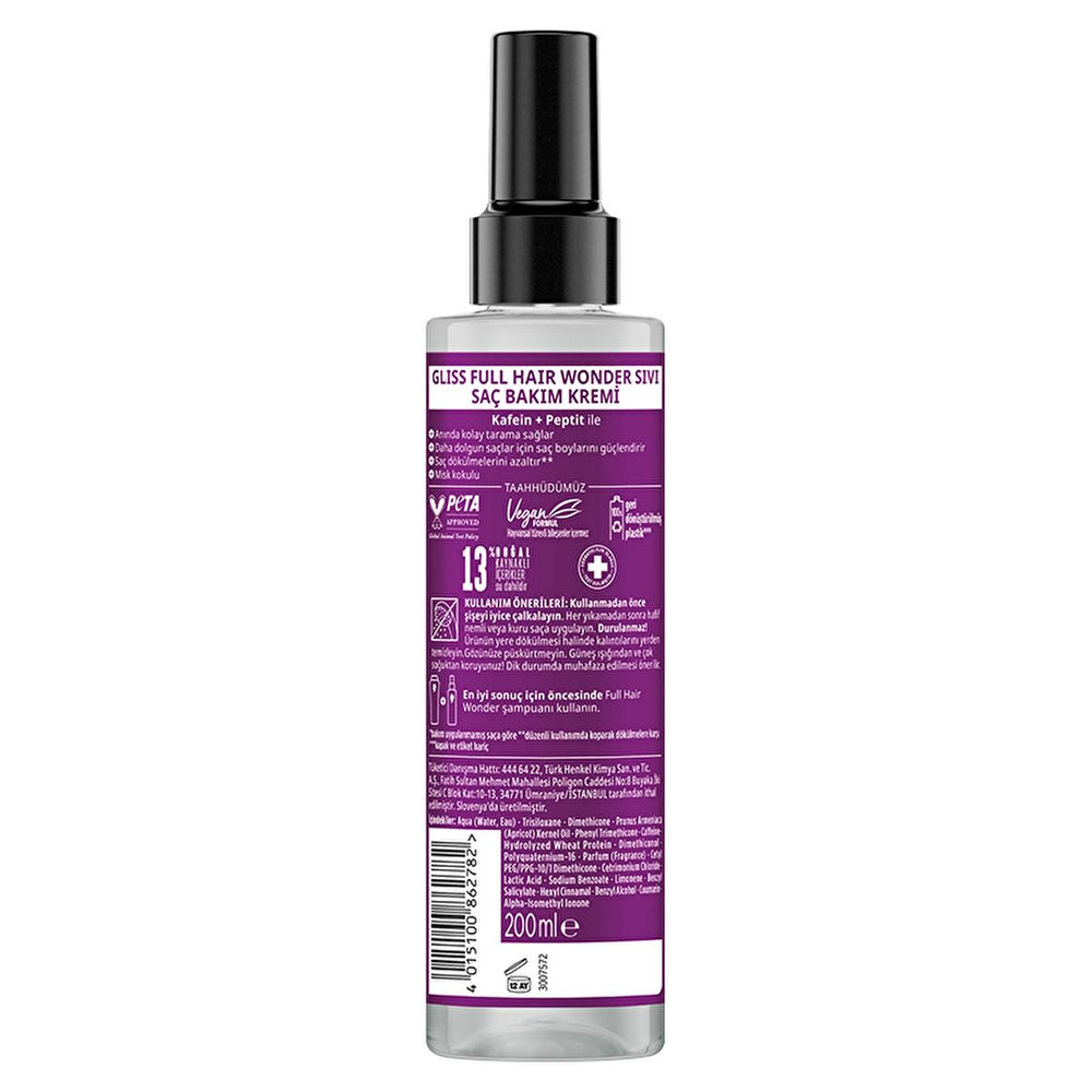 Gliss Full Hair Wonder: Anti-Breakage Leave-In Hair Care -  Detangles, Strengthens & Reduces Hair Fall for Thicker, Fuller Hair Gliss Hair Repair: Treat Hair Breakage & Thinning for Fuller Hair hair breakage treatment, thinning hair product, hair detangling spray, leave in hair conditioner, caffeine hair treatment, peptide hair serum, hair strengthening spray, anti hair fall spray, hair care for weak hair, Gliss hair repair, hair care product, hair breakage, thinning hair, detangling, leave-in conditioner, 