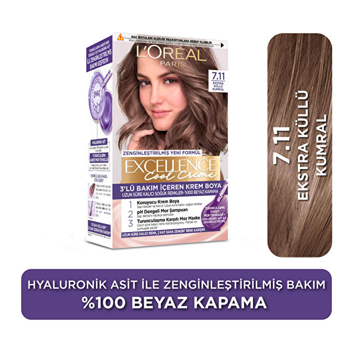 L'Oreal Paris Excellence Cool Creme Hair Color 7.11 - Extra Ash Brown | 100% Gray Coverage - view 2