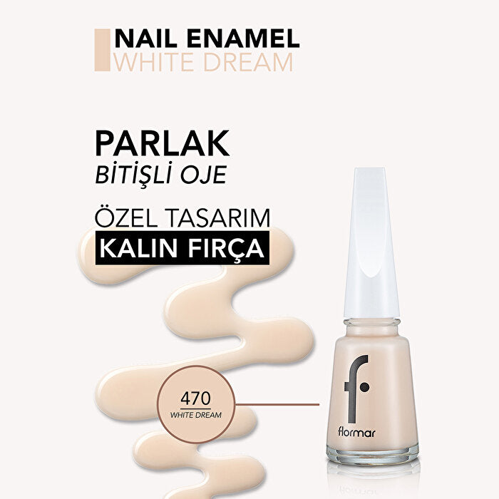 Flormar Nail Enamel White Dream 470 - Intense Pigmentation | Long-Lasting - view 5