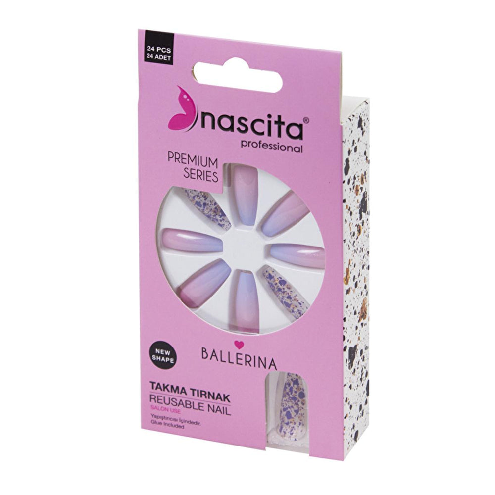 Nascita 24-Piece Reusable False Nail Set for DIY Nail Beauty Enhancement - Nail Polish