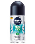 Nivea Men Cool Kick Fresh Roll-On Deodorant - 48 Hour Protection, Alcohol-Free, Long-Lasting Freshness - Deodorant
