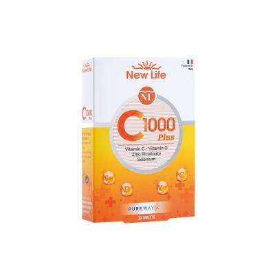 New Life Vitamin C-1000 Plus Dietary Supplement for Immune System Support - 30 Capsules New Life Vitamin C-1000 Plus Immune Support Supplement Dietary Supplement, Vitamin C Supplement, Vitamin D Supplement, Zinc Supplement, Selenium Supplement, Immune System Support, Health Supplement, Vitamin C, Vitamin D, Zinc Picolinate, Selenium, Citrus Bioflavonoids, Health and Wellness, Immune Health, Dietary Support