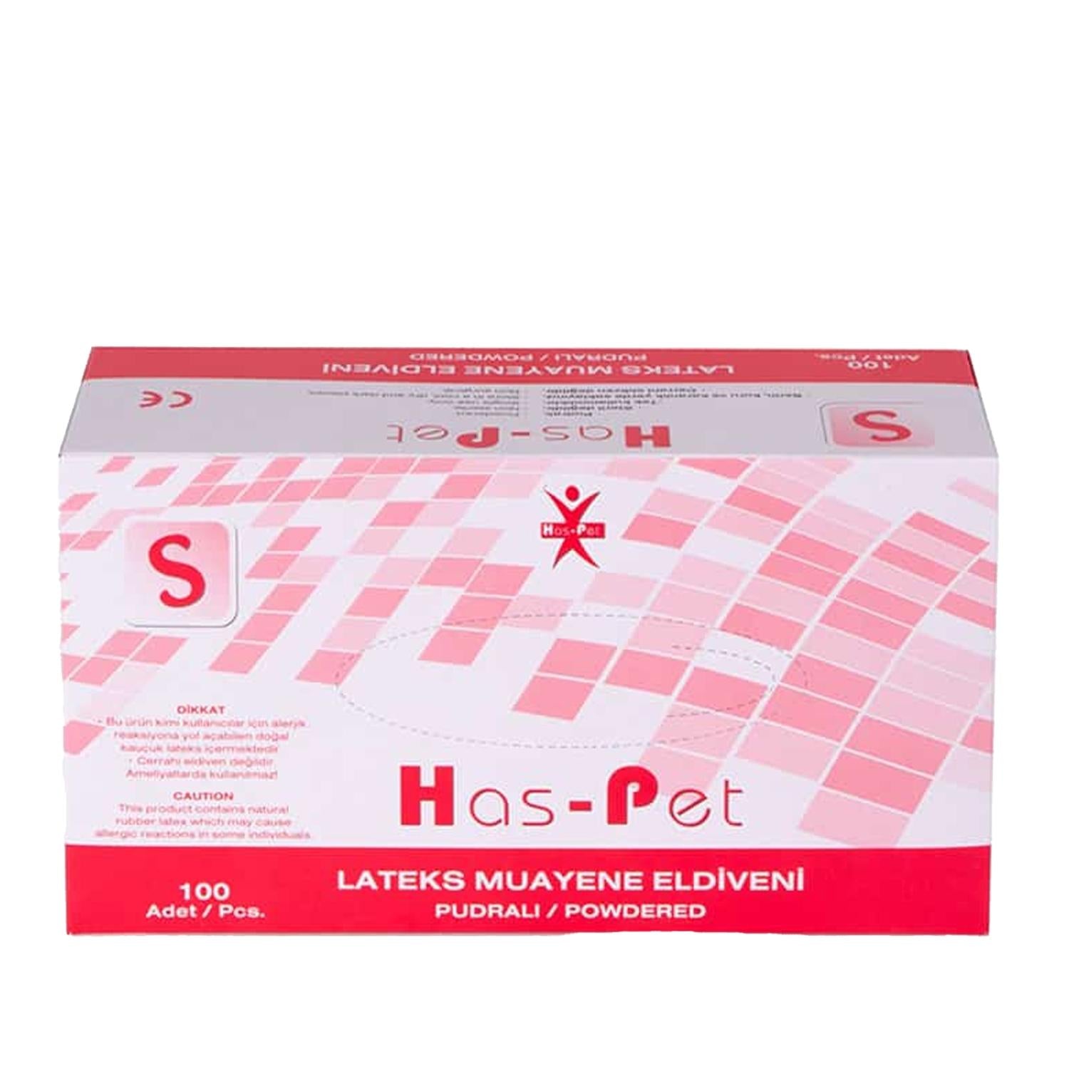 Has-Pet Powdered Latex Examination Gloves Small 100 Count