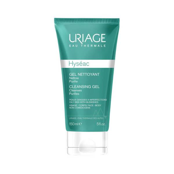 uriage hyseac cleansing gel 150ml bottle view, uriage hyseac cleansing gel application on hands Uriage Hyseac Cleansing Gel - Deep Cleanser for Oily Skin | 150ml Uriage Hyseac Cleansing Gel - 150ml for Oily Skin uriage, cleansing-gel, oily-skin, skin-care, deep-cleanser, gel-formula, sensitive-skin, facial-cleansers, daily-use, ai-generated