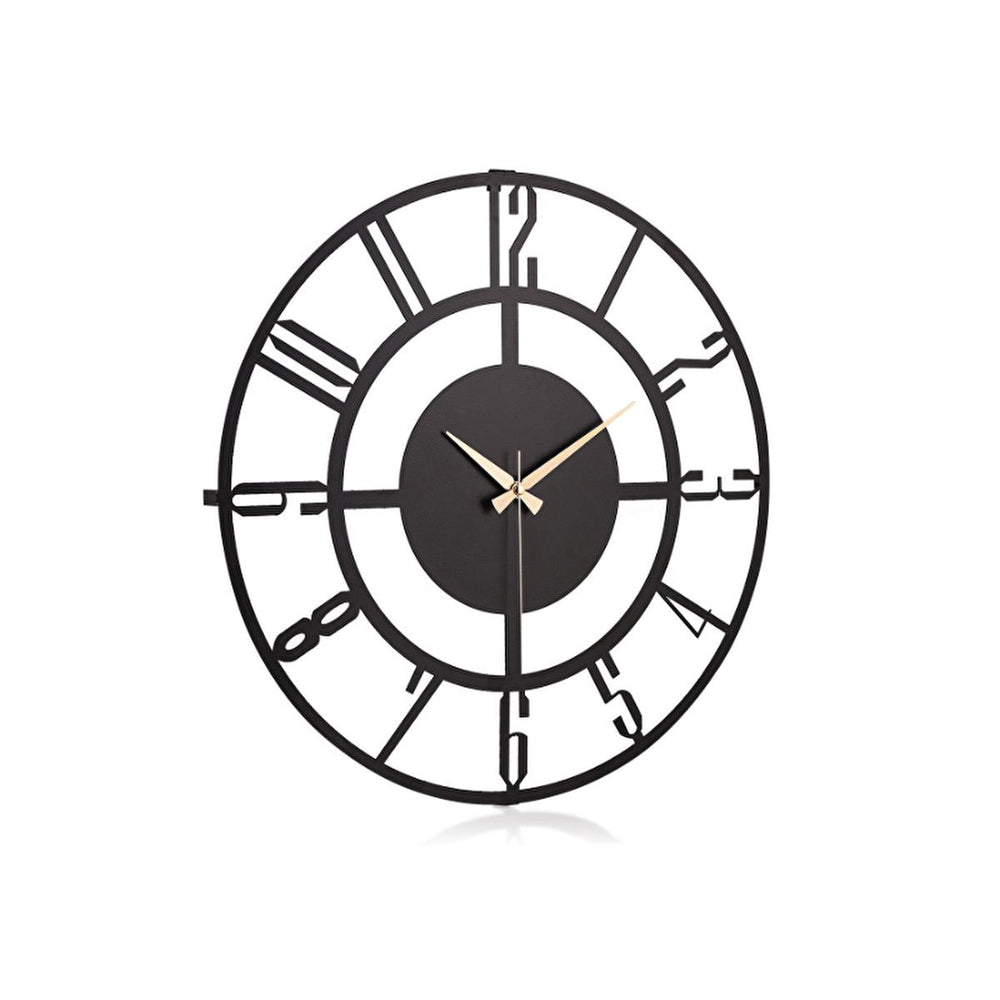 Muyika 50cm Metal Black Wall Clock - Silent Sweep Mechanism, Modern Decor - view 5