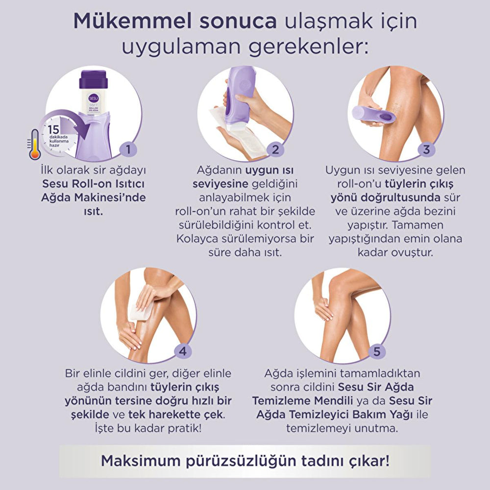 Sesu Soft Roll-On Sir Ağda 100 ml - Hypoallergenic Hair Removal Wax for Sensitive Skin - view 5