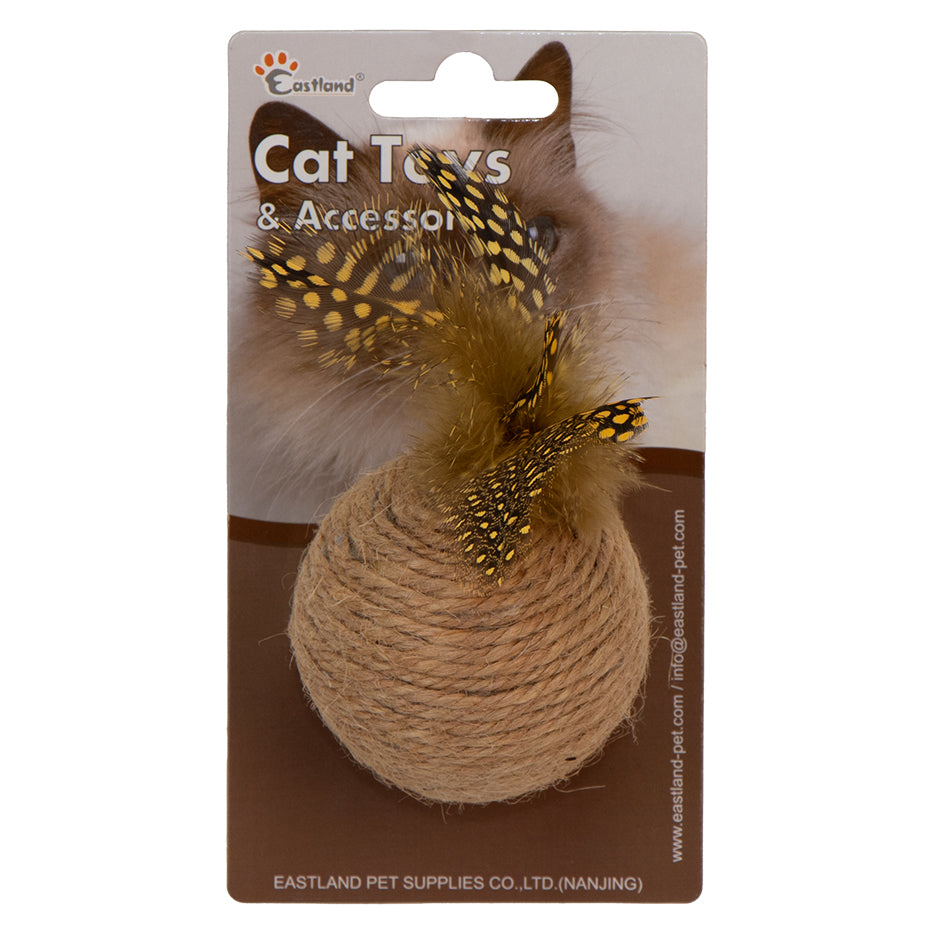 Eastland Wicker Feather Ball Cat Toy with Rattle 6cm