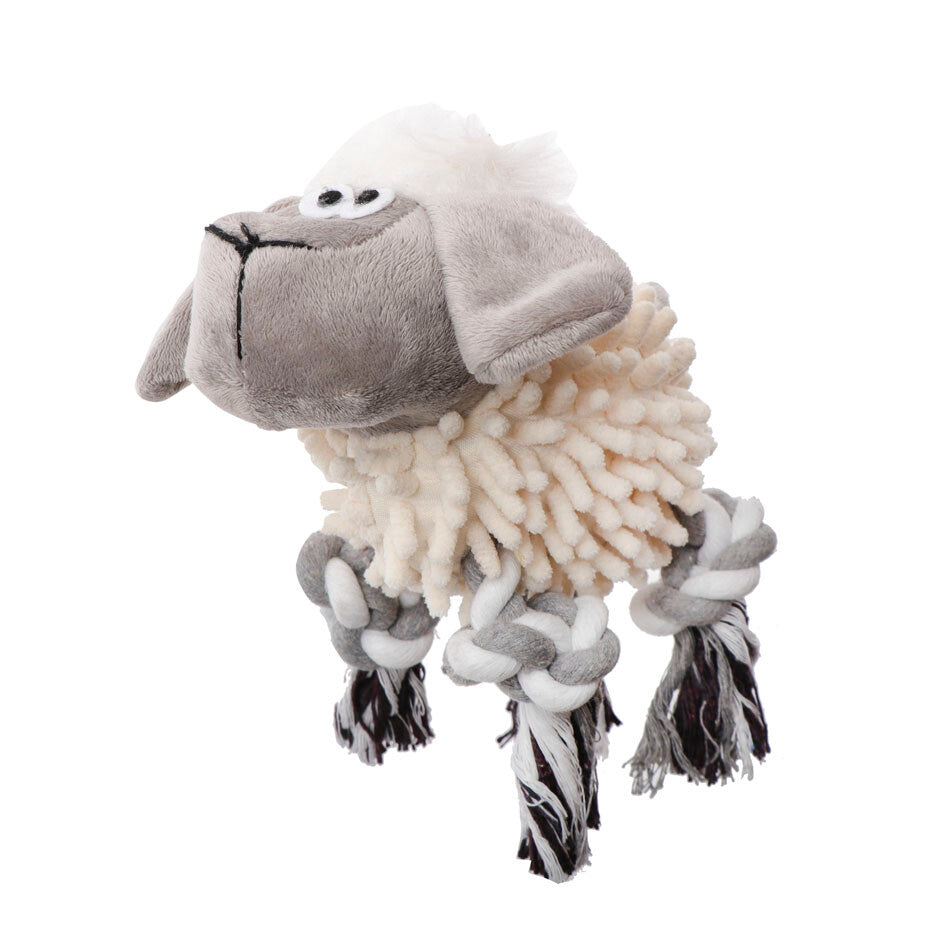 Eastland Plush Sheep Squeaky Dog Toy with Rope 25 cm
