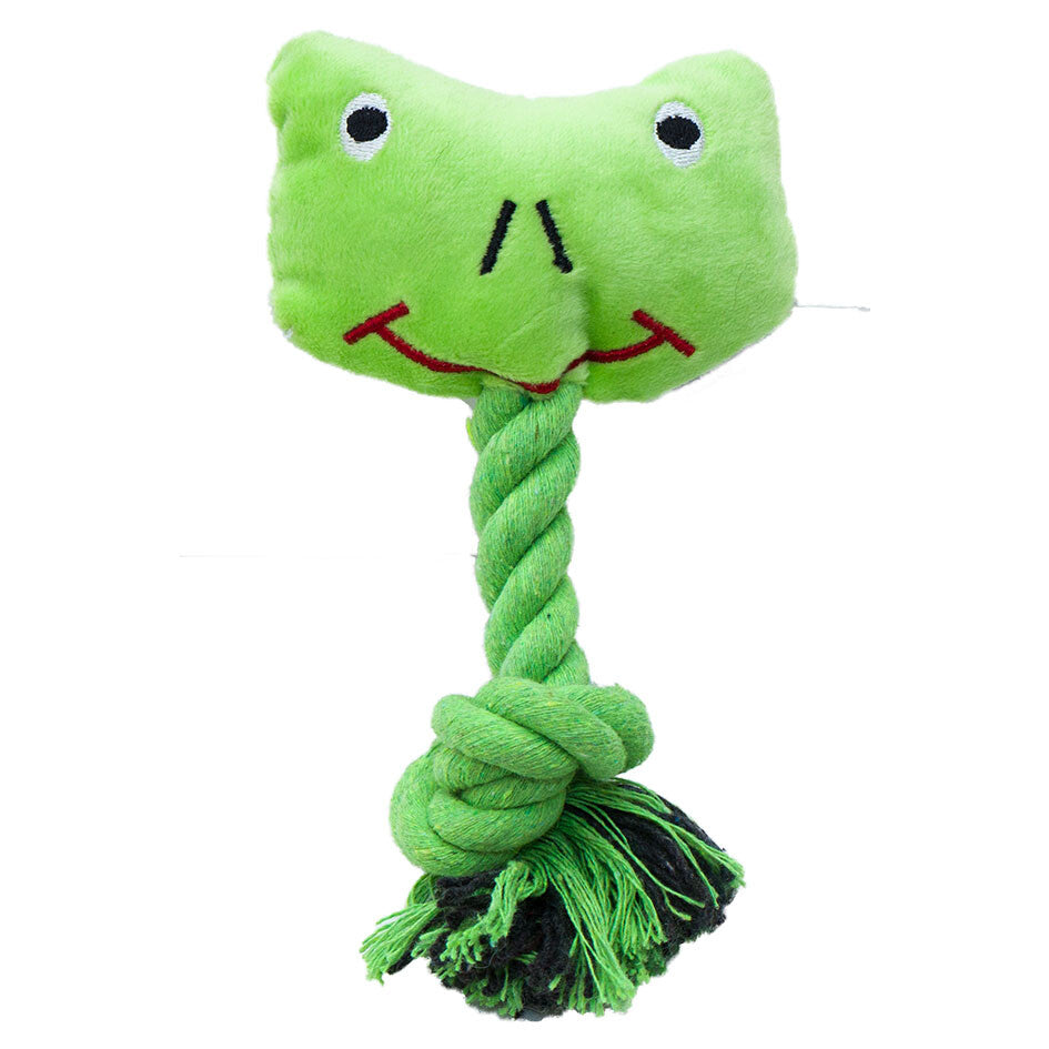 Eastland Squeaky Plush Frog with Rope Interactive Dog Toy 16 cm