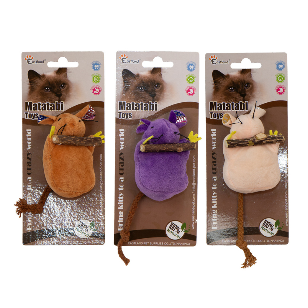 Eastland Matatabi Plush Mouse Cat Toy for Active Play 9.5cm