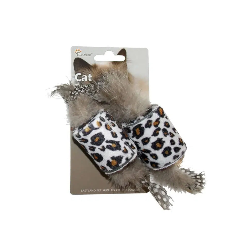 Eastland Plush Leopard Cat Toys with Feathers 2-Pack 4.6cm