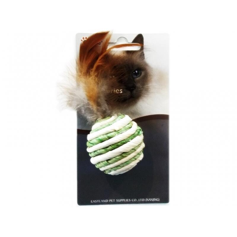 Eastland Natural Feather Cat Toy Ball for Active Play 4.5 cm