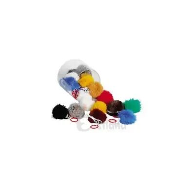 Eastland Furry Cat Toy with Rubber Tether and Plush Pom-Pom, 24 Pieces