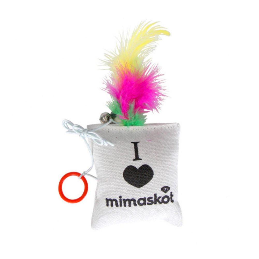 Eastland Plush Pillow Cat Toy with Feathers & Bell 8x9cm