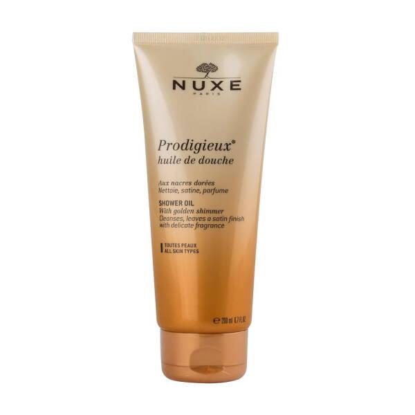 nuxe prodigieux huile de douche 200ml bottle, luxurious shower oil from nuxe Nuxe Prodigieux Huile De Douche - Sulfate-Free Shower Oil | 200ml Nuxe Prodigieux Huile De Douche - 200ml nuxe, shower-oil, sulfate-free, natural-beauty, beauty-enthusiasts, skincare, moisturizing, golden-glow, women, ai-generated