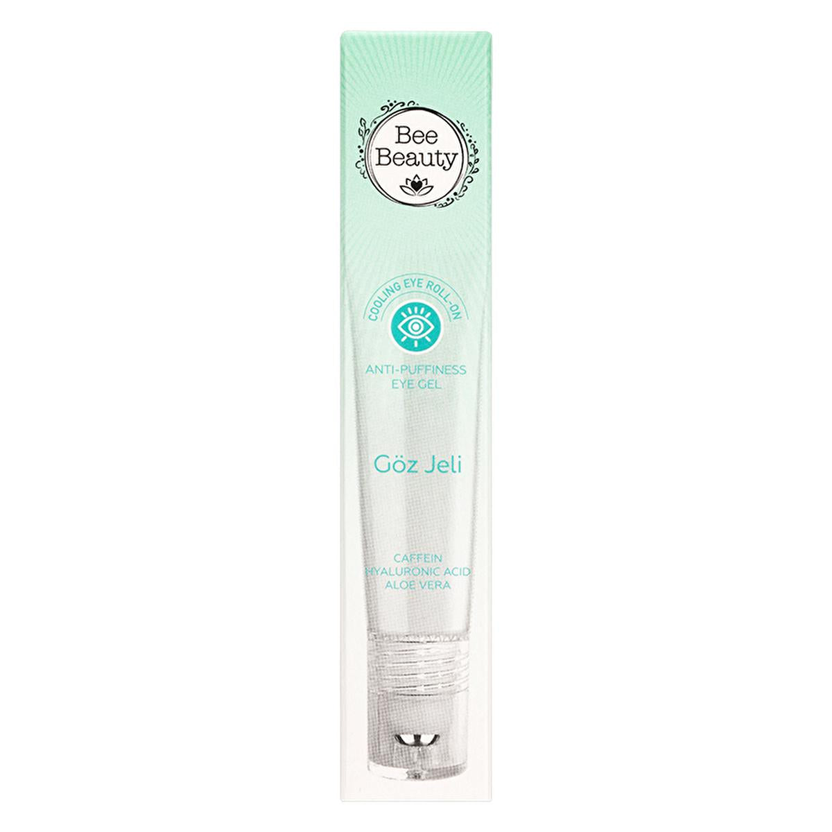 Bee Beauty Serinletici Roll-On Göz Jeli 15 ml - Under-Eye Gel for Reduced Puffiness & Hydration Under-Eye Gel for Reduced Puffiness & Hydration - Bee Beauty under-eye gel, roll-on eye gel, caffeine eye cream, hyaluronic acid eye gel, aloe vera eye care, reduce puffiness, eye hydration, brightening eye gel, skincare, cosmetics, beauty products, eye care, puffiness reduction, hydration, brightening, roll-on applicator, day and night use, Bee Beauty