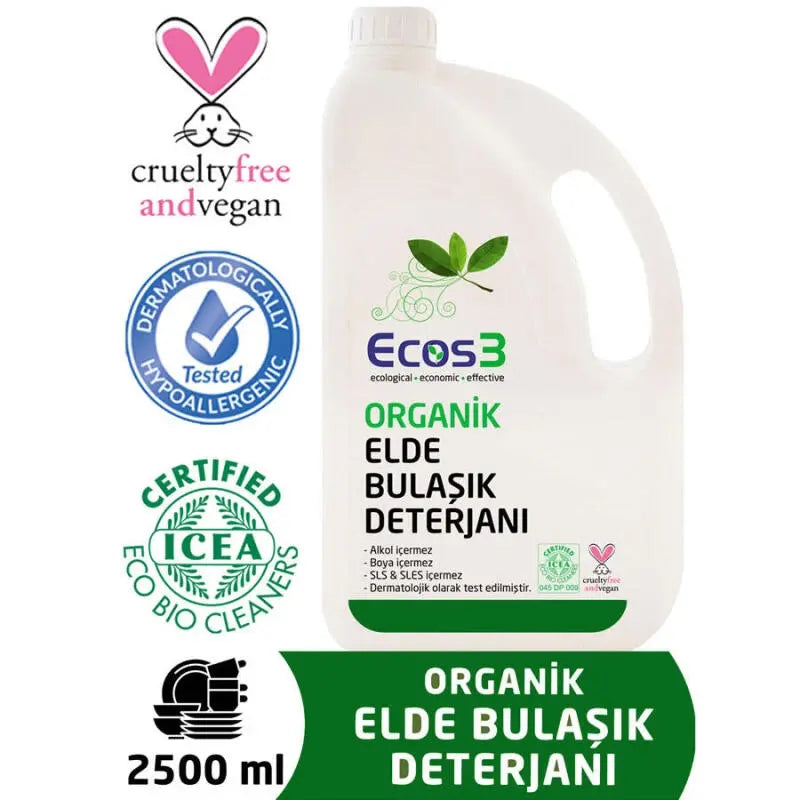 Ecos3 Organic Hand Dishwashing Liquid with Orange Oil 2500ml