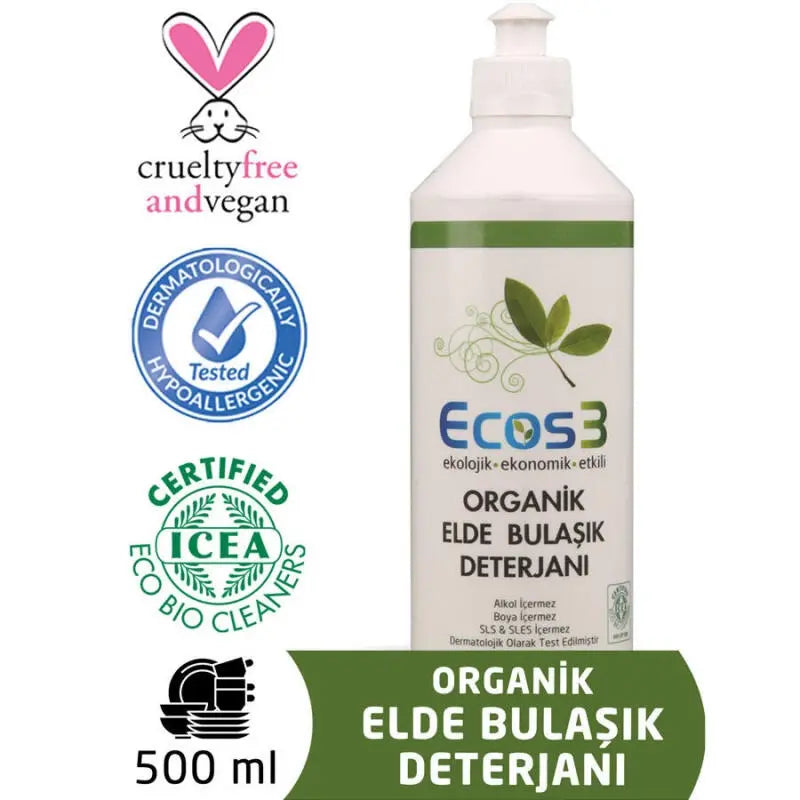 Ecos3 Organic Hand Dishwashing Liquid with Orange Oil 500ml