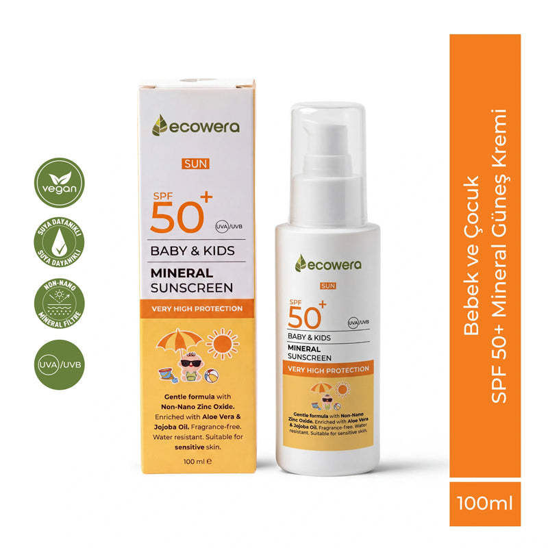 Ecowera Kids Mineral Sunscreen SPF50+ Water Resistant 100ml