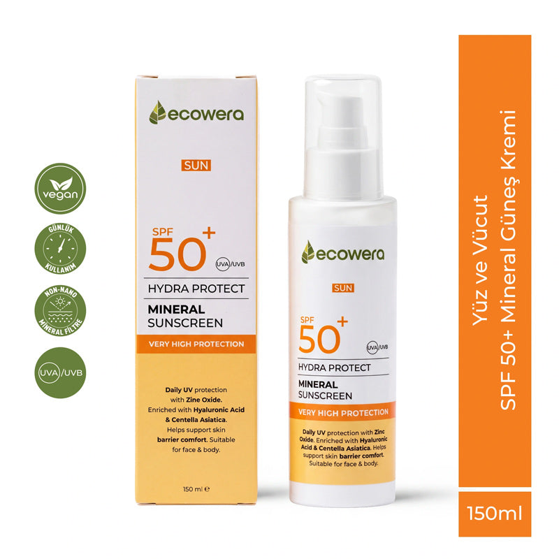 Ecowera Mineral Sunscreen SPF50+ Broad Spectrum Protection 150ml